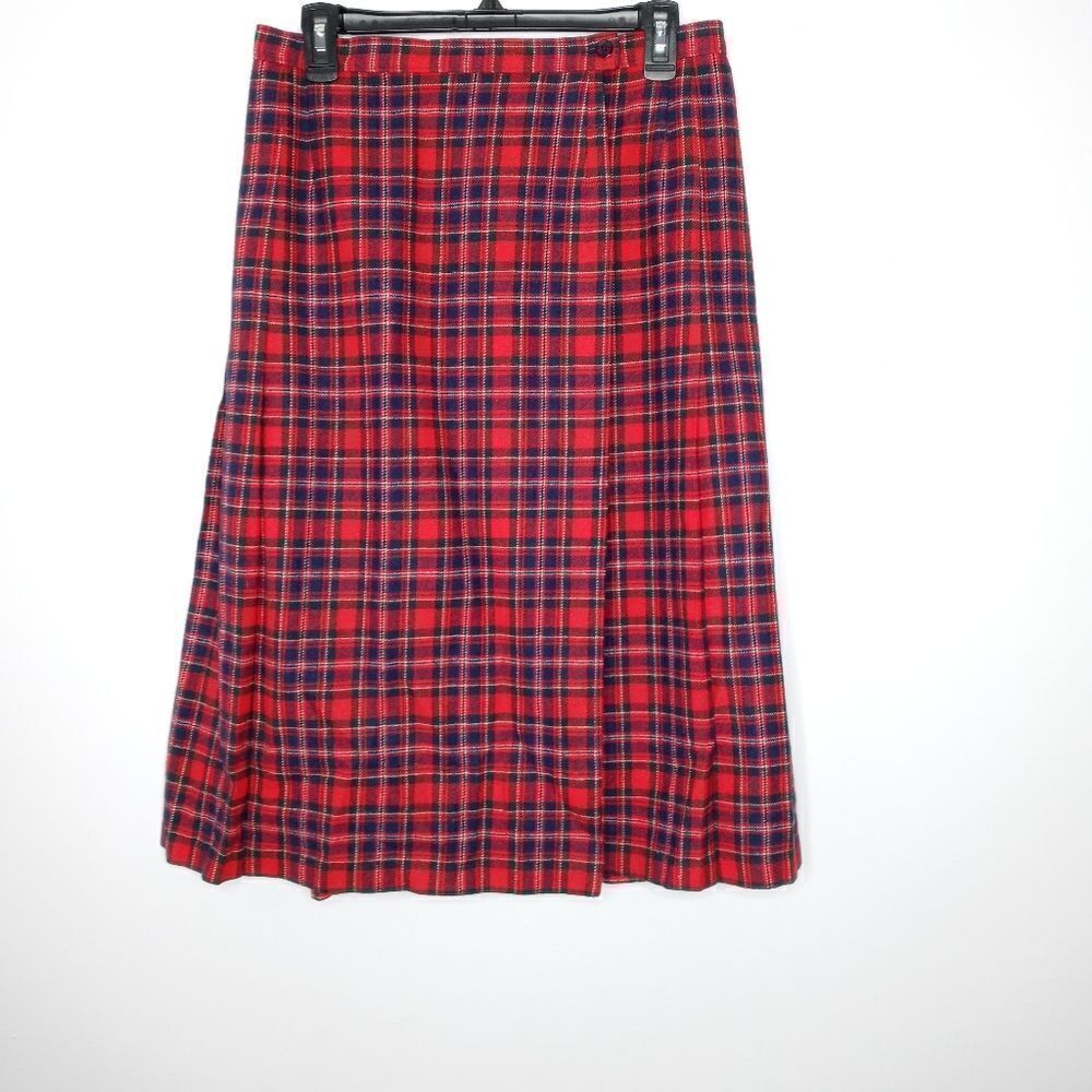 Vintage Pendleton plaid wool wrap skirt